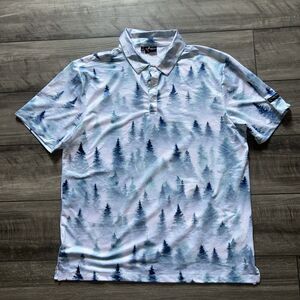 Yatta‎ Golf Mens XL Polo Shirt Pine Tree Pattern Stretch